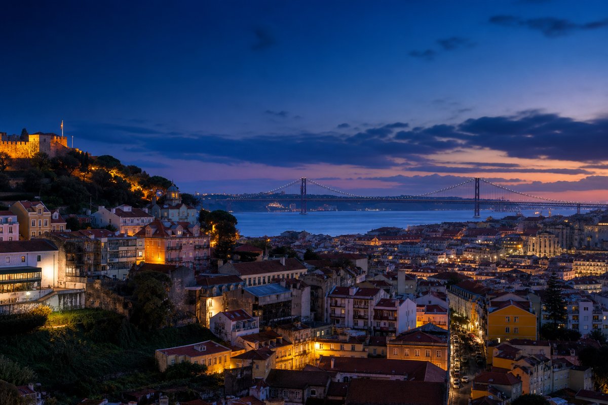 Lisbon city and waterfront in Portugal