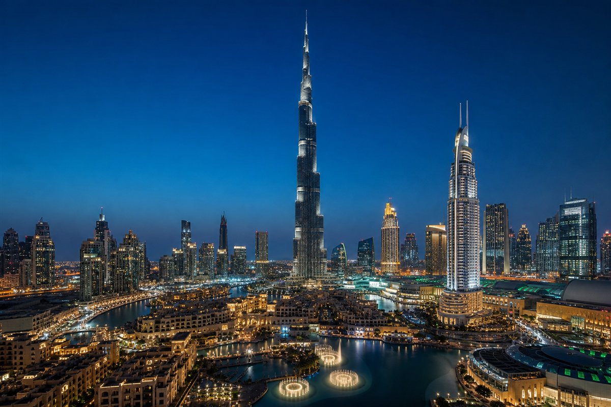 Dubai skyline in the United Arab Emirates