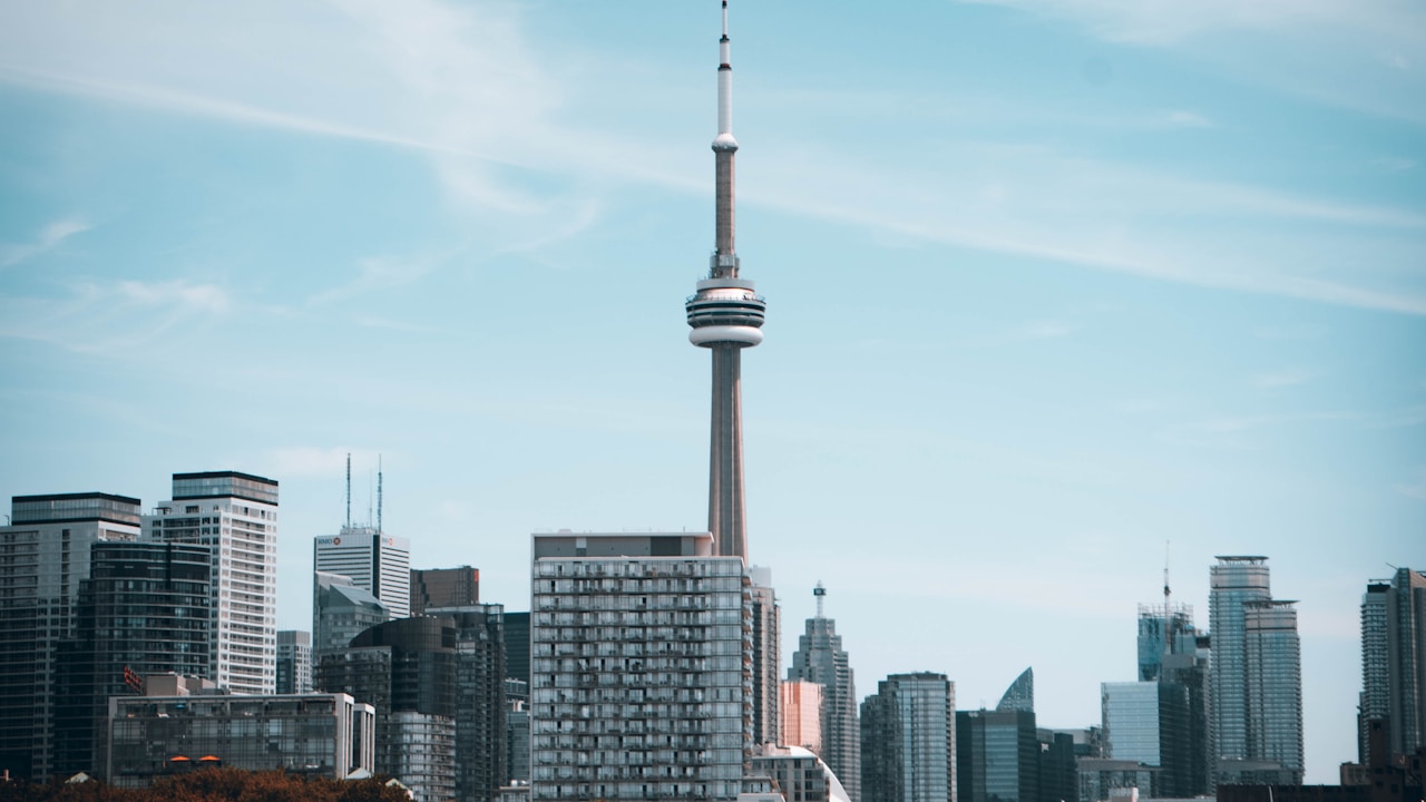 Toronto skyline and the CN Tower in Canada